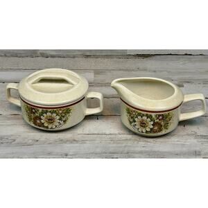 Vintage MCM Lenox Temper-Ware Magic Garden Creamer and Sugar Bowl USA